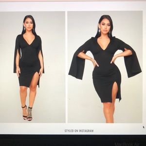 Black Slit Midi Dress